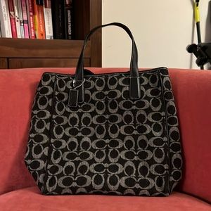 Vintage grey flannel Coach bag. Tote style with internal zippered compartment